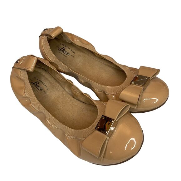 Bass Lana Ballet Flats Women 6M Shoes Tan Slides Round Toes Bow Business Preppy - Picture 8 of 9